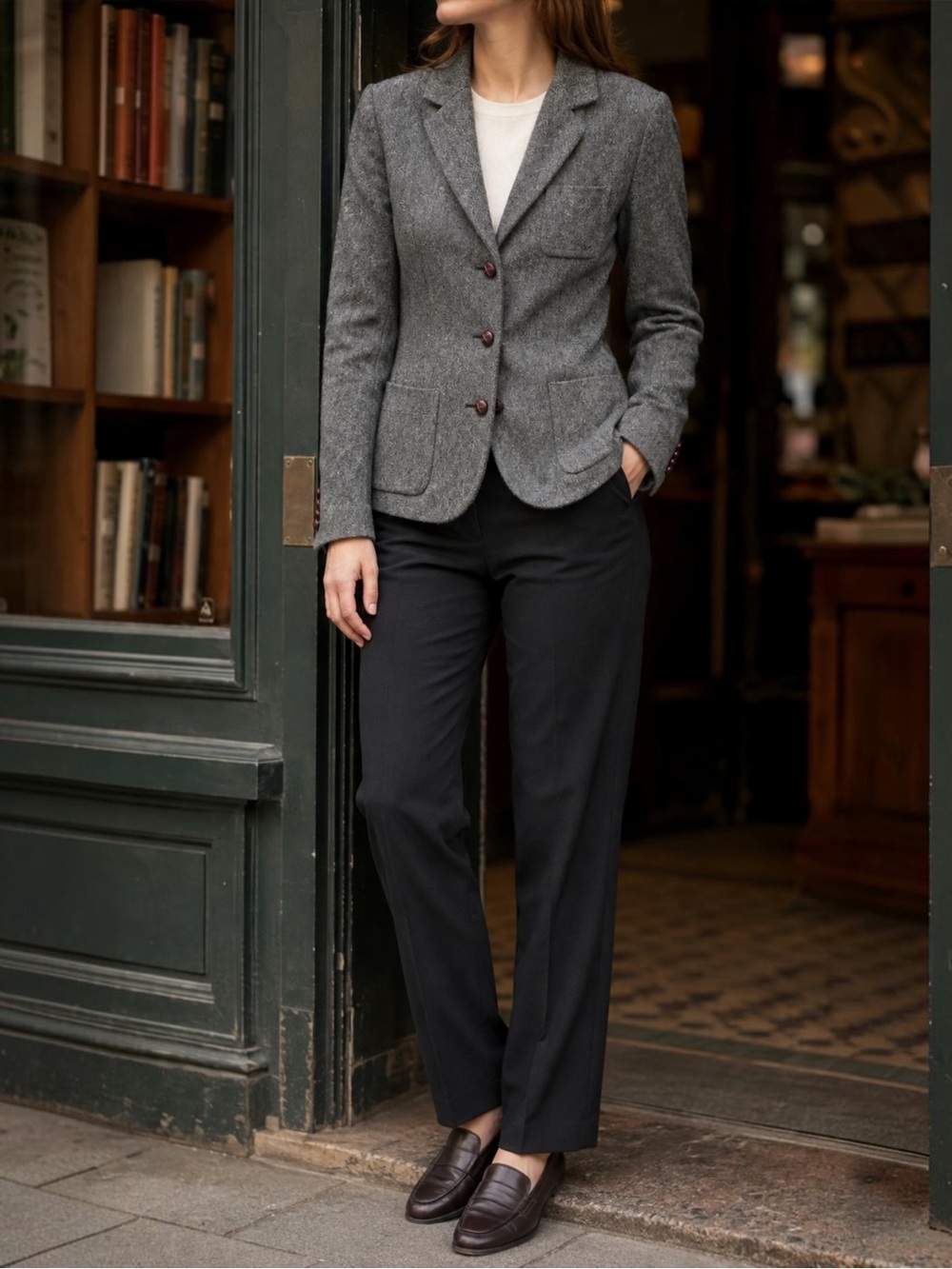 Esprit Heritage Wool Silk Tweed Blazer Size 8 Gray